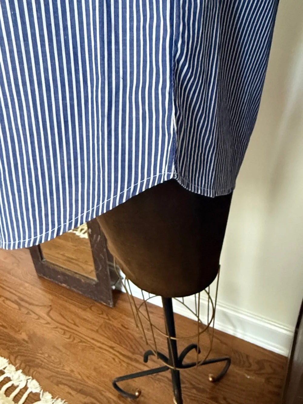 Blue and White Striped Off-Shoulder Tie-Sleeve Top - NWOT - Picture 3 of 5